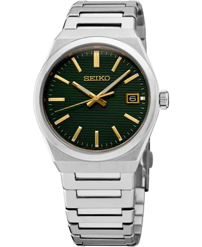 Seiko Men's Essentials Silver Stainless Steel Bracelet Watch, 38.9mm In Metallic