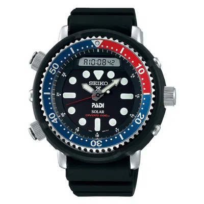 Pre-owned Seiko Men Hybrid Prospex Solar Arnie 200m Ana-digi Solar Padi Diver Watch Snj027