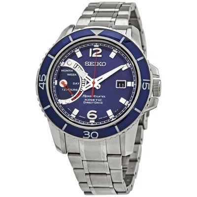 Pre-owned Seiko Men's Kinetic Direct Drive Silver Tone Blue Dial Watch Srg017 Rare