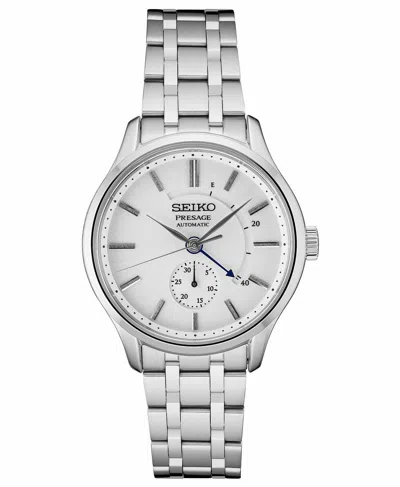 Pre-owned Seiko Men's Presage Automatic Silver Dial Stainless Steel Dress Watch Ssa395
