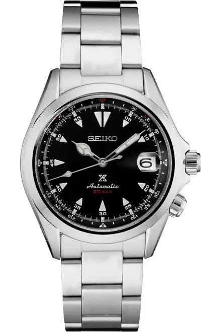 Pre-owned Seiko Men's Prospex Alpinist Black Dial Stainless Steel Bracelet Watch Spb117