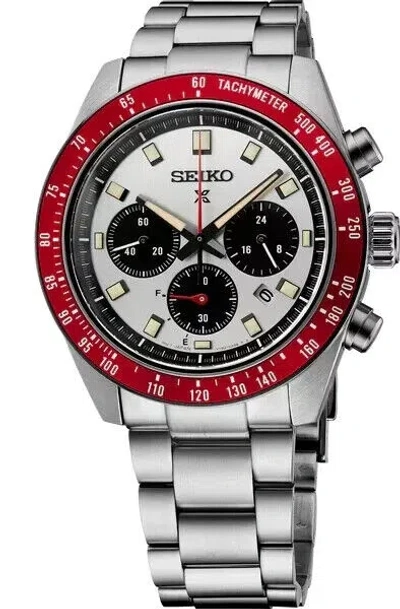 Pre-owned Seiko Men's Prospex Speedtimer Chronograph Solar Quartz Silver Dial Watch Ssc945