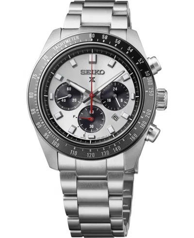 Seiko Men's Prospex Speedtimer Silver-tone Stainless Steel Bracelet Watch 41.4mm In Gray