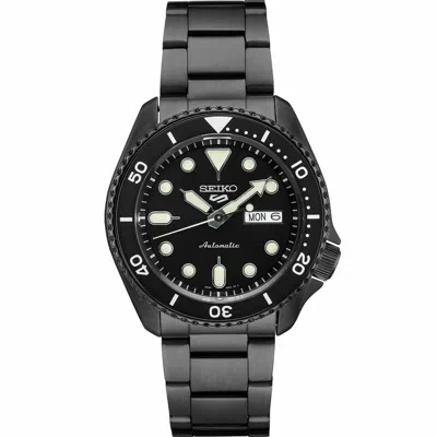 Pre-owned Seiko Men's  5 Automatic Black Dial Black Ion Finish Bracelet Watch Srpd65