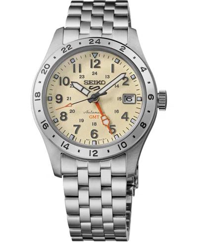 Seiko Men's  5 Sports Silver-tone Stainless Steel Bracelet Watch 39.4mm In Gray