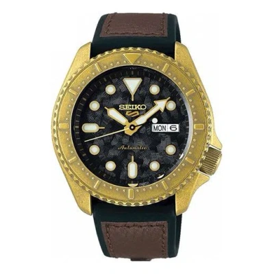 Seiko Men's  No. 5 Series Retro Automatic Mechanical Waterproof Watch Black Brown In Gold