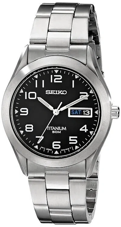 Pre-owned Seiko Men's Sgg711 Titanium Silver Watch With Black Dial