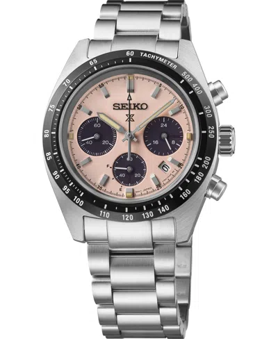 Seiko Men's Silver Stainless Steel Bracelet Watch, 39mm In Purple