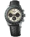Seiko Men's Solar Chronograph Prospex Speedtimer Black Leather Strap Watch 41mm In Ivory