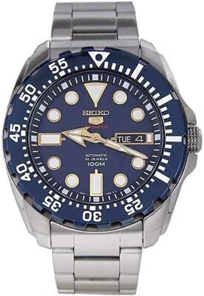 Pre-owned Seiko Men's Srp605k1 Analog Watch Automatic Stainless Steel Blue Dial 44mm