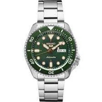 Pre-owned Seiko Men's Stainless Steel Green Dial  Analog Silver Tone Round Watch Srpd63