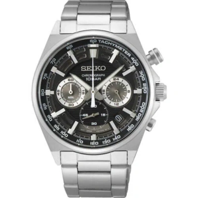Pre-owned Seiko Men's Watch Core Chronograph Black Dial Silver Steel Bracelet Ssb397p1