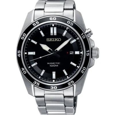 Pre-owned Seiko Men's Watch Kinetic Black Dial Silver Stainless Steel Bracelet Date Ska785