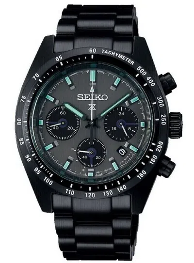 Pre-owned Seiko Mens Prospex Speedtimer Solar Chronograph Black Watch Ssc917