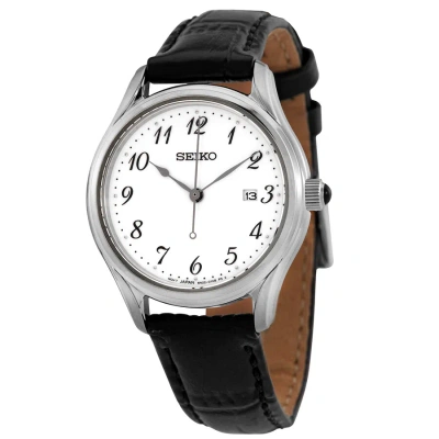 Seiko Neo Classic Quartz White Dial Ladies Watch Sur639 In Black