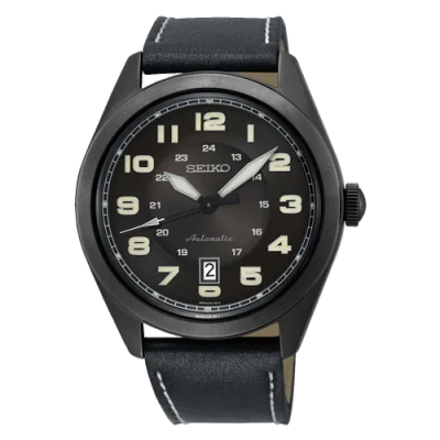 Pre-owned Seiko Neo Sports Srpc89k1 Automatic Black Dial Black Leather Men Watch Us4