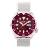 Seiko No. 5 Sports Mechanical Watch Wine Red In Metallic