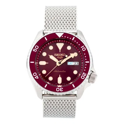 Seiko No. 5 Sports Mechanical Watch Wine Red In Metallic