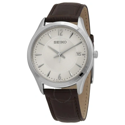 Seiko Noble Quartz Men's Watch Sur421 In Brown / White