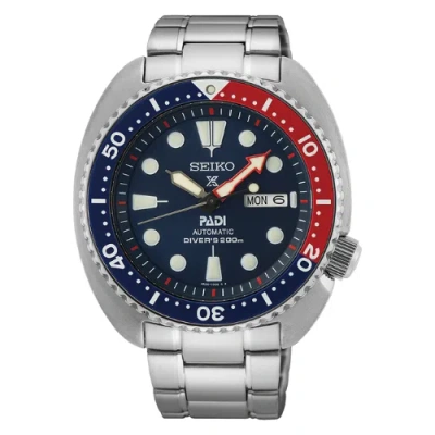 Pre-owned Seiko Padi Prospex Turtle Pepsi 45 Mm Automatic Stainless Steel Watch - Srpe99k1
