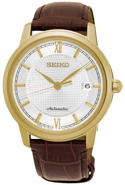 Pre-owned Seiko Presage Automatic Power Reserve Leather Strap Men's Watch Srpa14j1