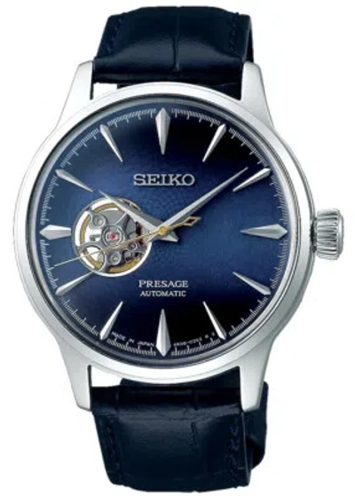 Pre-owned Seiko Presage Basic Sary155 Navy Automatic See-through Back Men Watch In Box