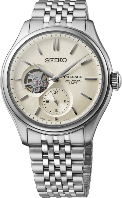 Pre-owned Seiko Presage Classic Semi-skeleton Shiroiro 40.2mm White Dial Watch Spb469