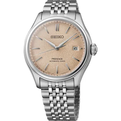 Pre-owned Seiko Presage Classic Series 'silk' 40.2mm Pink Dial Watch Spb467