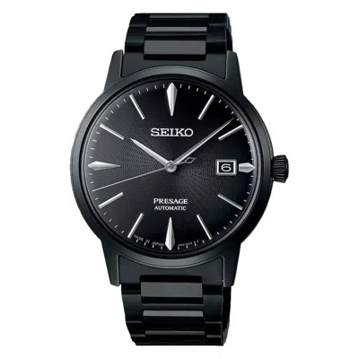 Pre-owned Seiko Presage Cocktail 39.5 Mm Full Black Ip Automatic Ss Watch Srpj15j1