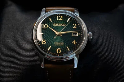 Pre-owned Seiko Presage Cocktail Green Dial Leather Strap Srpe45j1 (fedex 2 Day Ship)