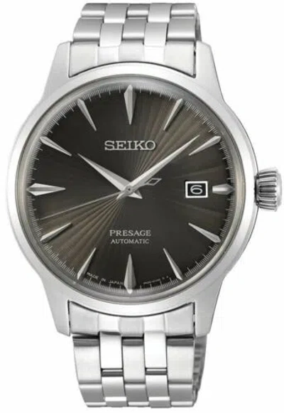 Pre-owned Seiko Presage Cocktail Time Automatic Grey Dial Silver Tone Men's Watch Srpe17j1