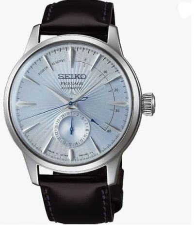 Pre-owned Seiko Presage Ice Blue Sunburst Dial Cocktail Time Automatic Watch Ssa343j1