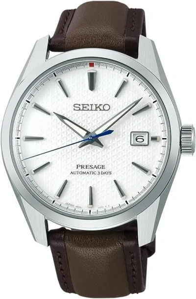 Pre-owned Seiko Presage Sarx113 110th Anniv. Limited Automatic Watch Leather Sharp Edged
