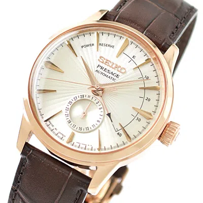 Pre-owned Seiko Presage Sary132 Mechanical Automatic Watch Brown Leather Band 40.5mm