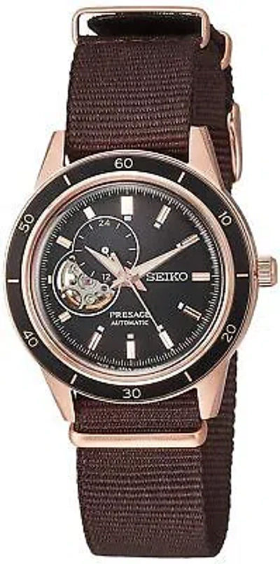 Pre-owned Seiko Presage Sary192 Mechanical Automatic Men's Watch Brown Nylon Band