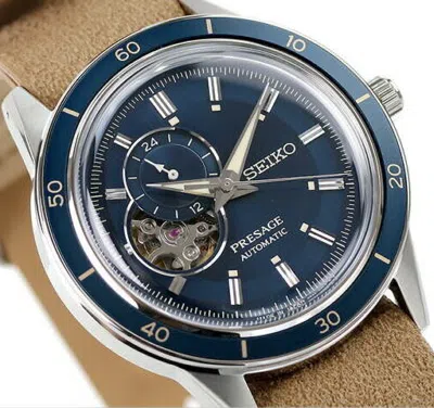 Pre-owned Seiko Presage Sary213 Mechanical Automatic Navy Dial Watch Domed Glass Style60's
