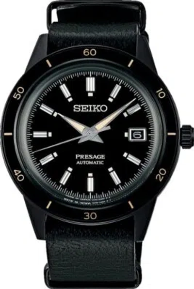 Pre-owned Seiko Presage Sary215 Total Black Automatic Mechanical 23 Jewels Men Watch