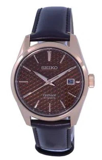 Pre-owned Seiko Presage Sharp Edge Brown Dial Date Automatic Spb170j1 100m Mens Watch