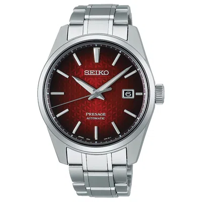 Pre-owned Seiko Presage Sharp Edged Spb227j1 Automatic Red Dial Date Display Watch Japan