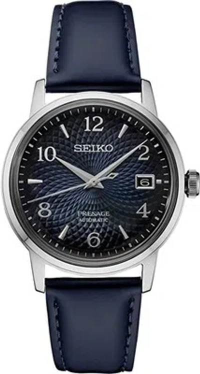 Pre-owned Seiko Presage Spre43 Navy Blue Leather Automatic Mens Watch