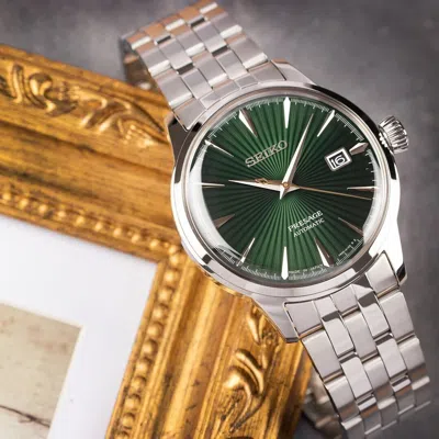 Pre-owned Seiko Presage Srpe15j1 Cocktail Time Green Automatic Analog Men's Dress Watch