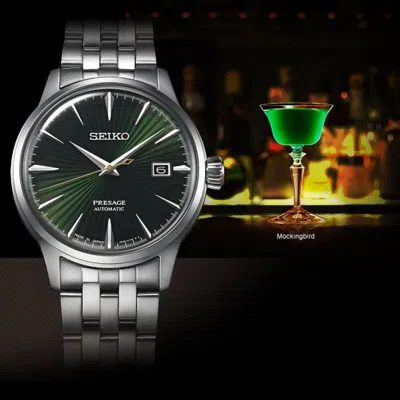 Pre-owned Seiko Presage Srpe15j1 Cocktail Time Mockingbird Green Dial Japan Made Watch