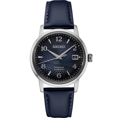 Pre-owned Seiko Presage Srpe43 Steel 38.5mm Blue Leather Blue Dial Automatic Men's Watch