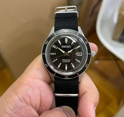 Pre-owned Seiko Presage Srpg09j1 Style 60's Black Nato Nylon Automatic Men's Sporty Watch
