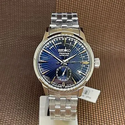Pre-owned Seiko Presage Ssa347j1 Basic Line Blue Automatic Stainless Steel Men Dress Watch