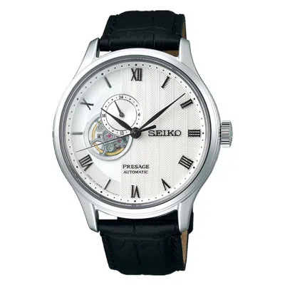 Pre-owned Seiko Presage Ssa379j1 Zen Garden Open Heart Skeleton White Dial Watch Warranty