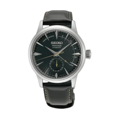 Seiko Presage Ssa459j1 Men's Automatic Watch - Green Dial, Power Reserve Indicator, Leather Strap In Black