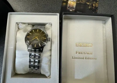 Pre-owned Seiko Presage Star Bar "night-time Tokyo" Black Dial Watch Srpk93 Japan Made