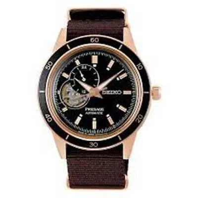 Pre-owned Seiko Presage Style 60's Open Heart Black Dial Automatic Ssa426 Men's Watch