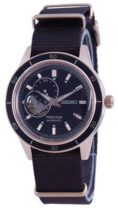 Pre-owned Seiko Presage Style 60's Open Heart Black Dial Automatic Ssa426j1 50m Mens Watch